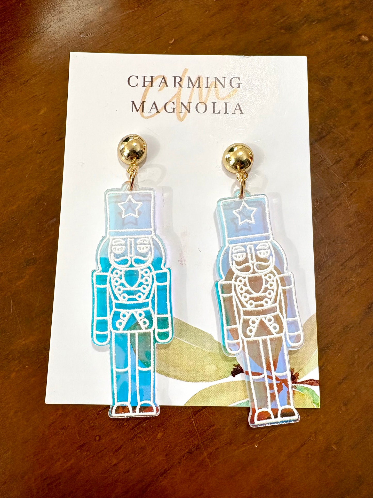 Iridescent Acrylic Nutcracker Earrings