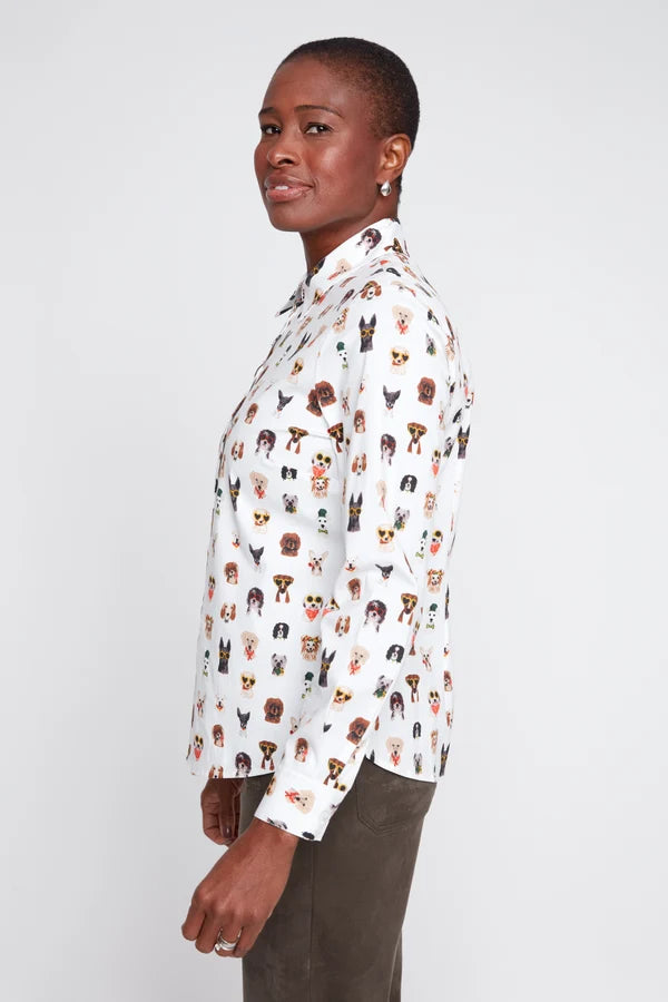 Dog print Poplin Button Down Dress Shirt