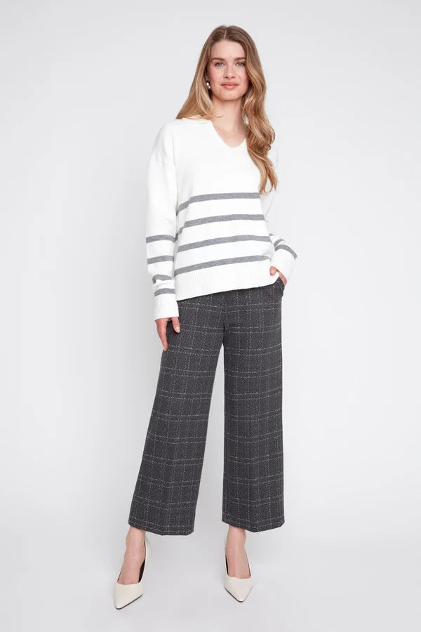 Johnny Collar Striped Knit Sweater