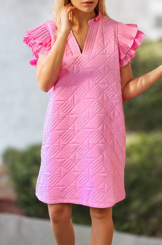 Textured Light Pink Shift Dress Textured Light Pink Shift Dress