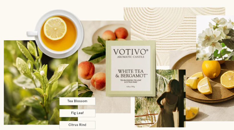 Votivo- White Tea & Bergamot Candle 10oz