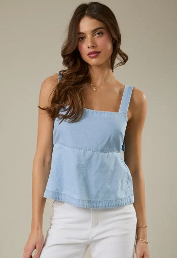 Blue Bow Back Tank