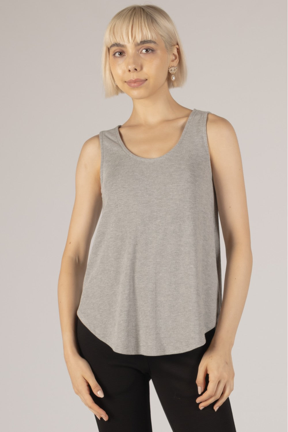 Round Neck Crepe Hacci Tank