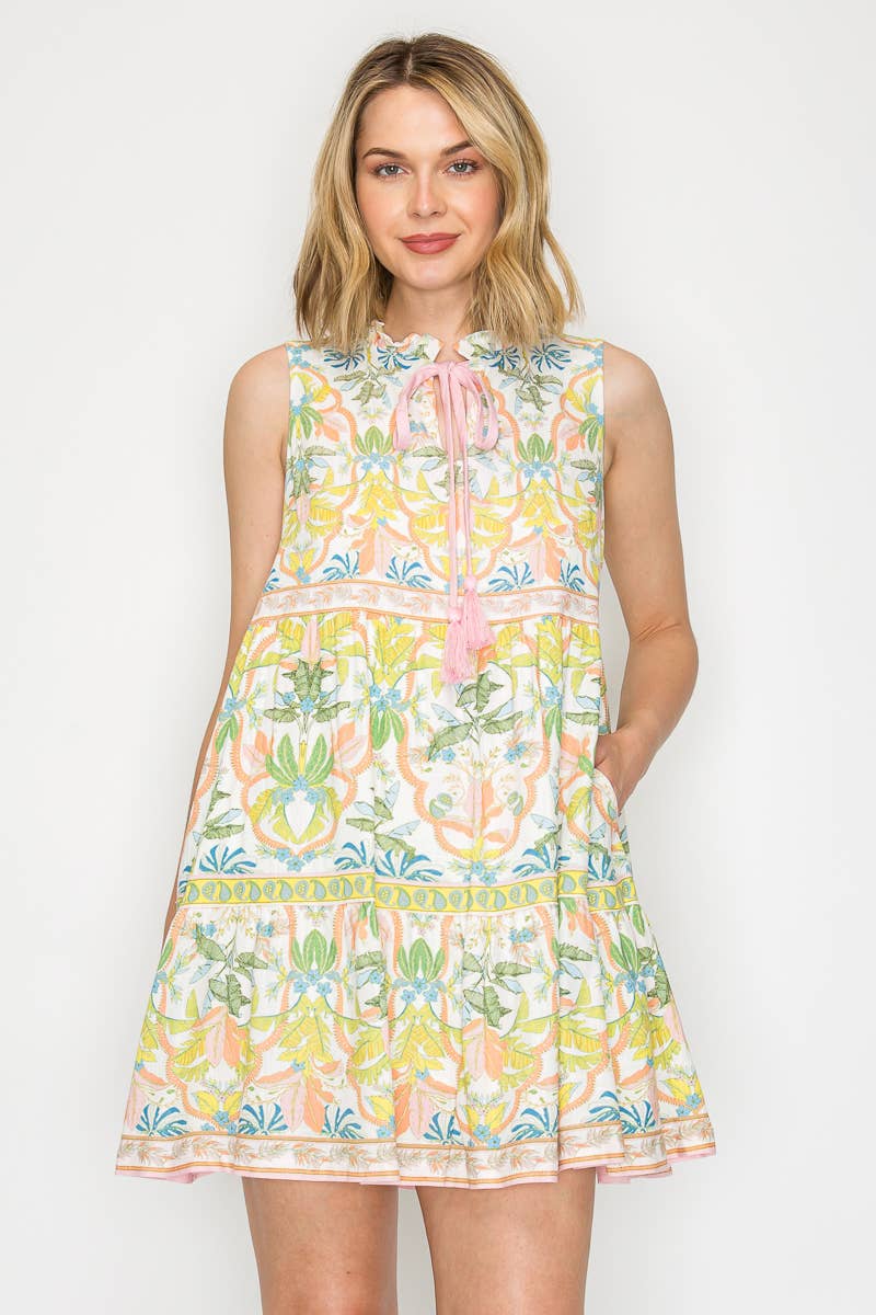 Lemon Yellow Jungle mini dress