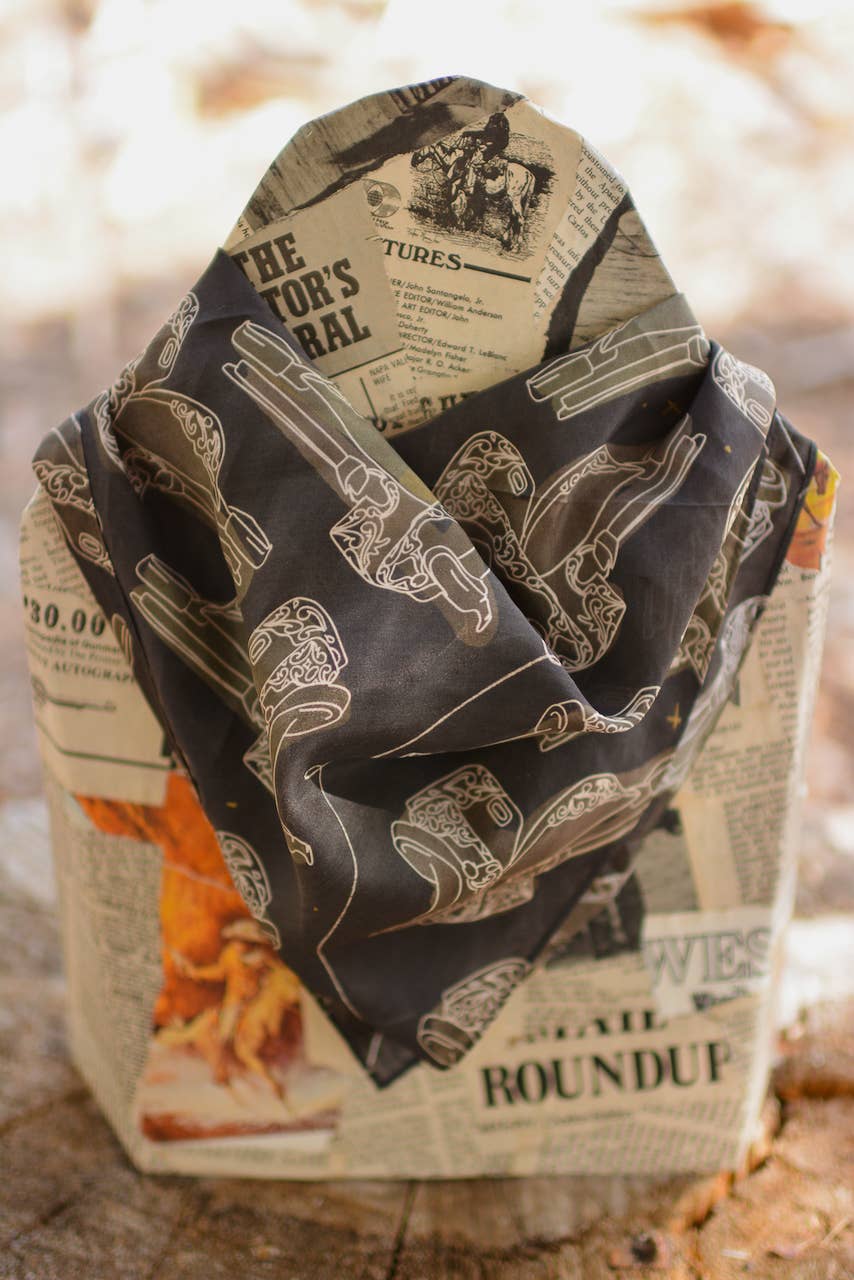 Tirzah Lane Art - Western Saddle in Arena Brown Cowgirl Silk Scarf Wild Rag