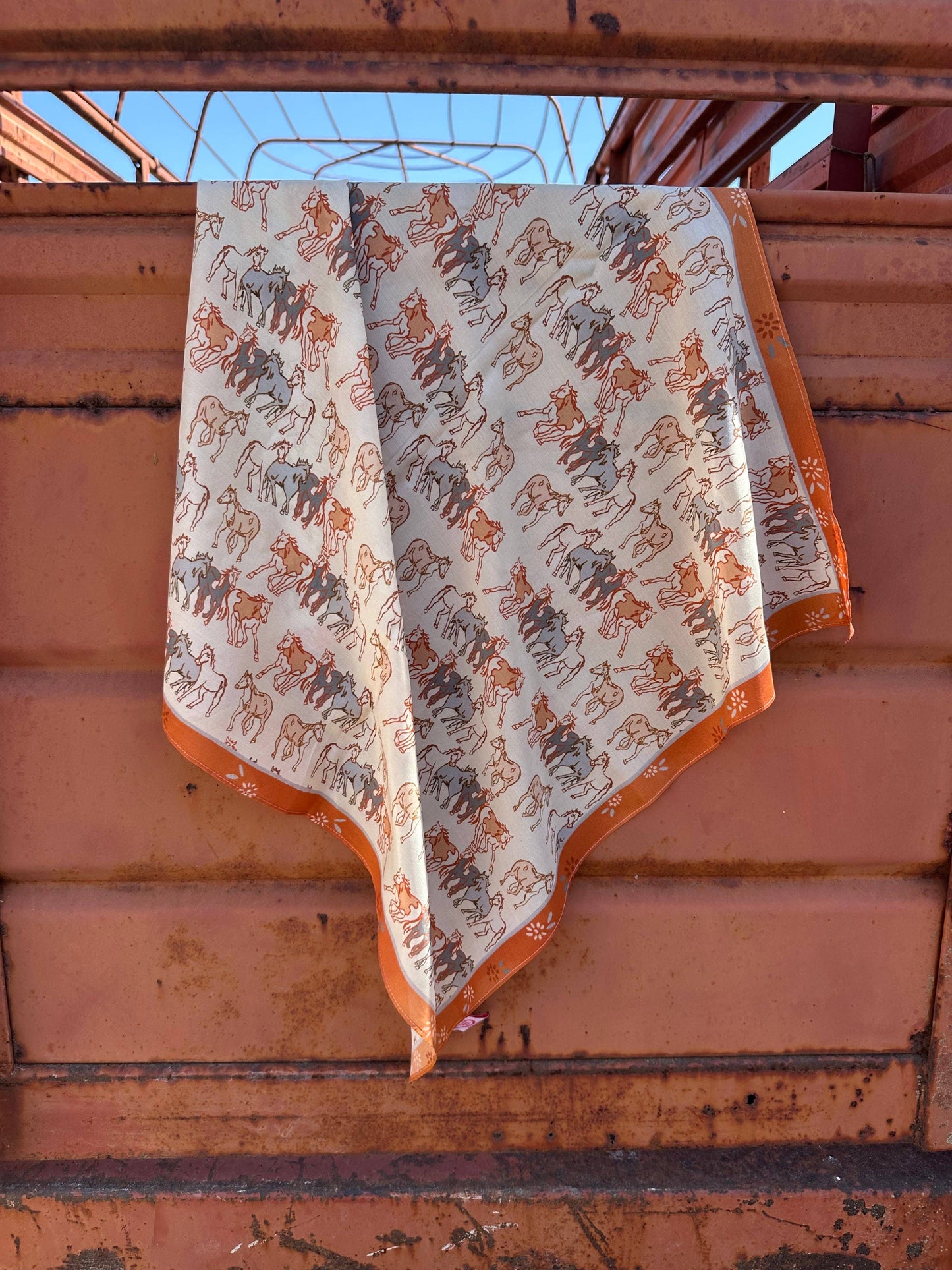 Tirzah Lane Art - Mustang Meadow Silk Western Cowgirl Wild Rag Scarf