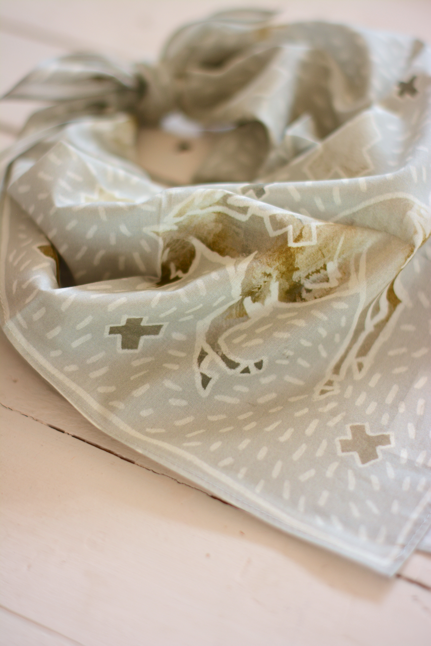 Tirzah Lane Art - Western Cotton Cowgirl Cotton Bandana Neutral Horse