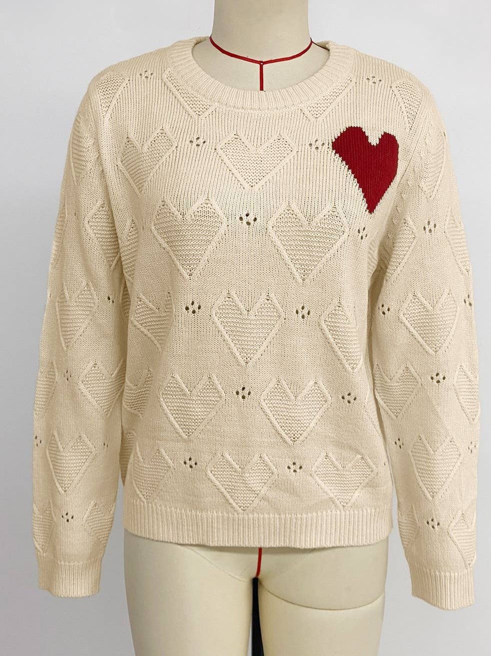 Heart Knit Crewneck Sweater