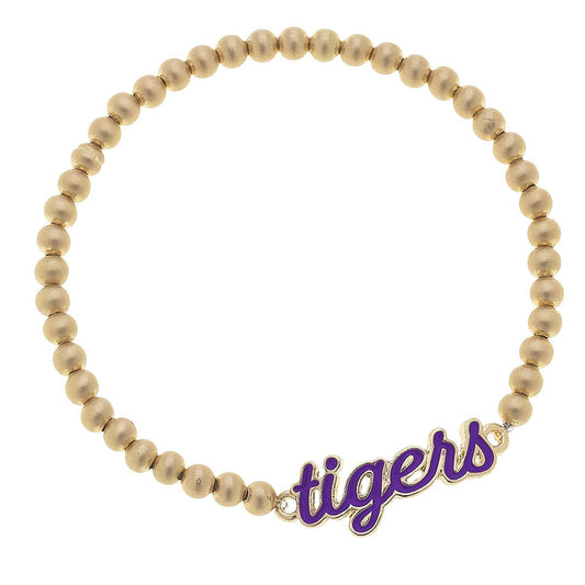 Canvas Style - Clemson Tigers Enamel Script Stretch Bracelet in Purple