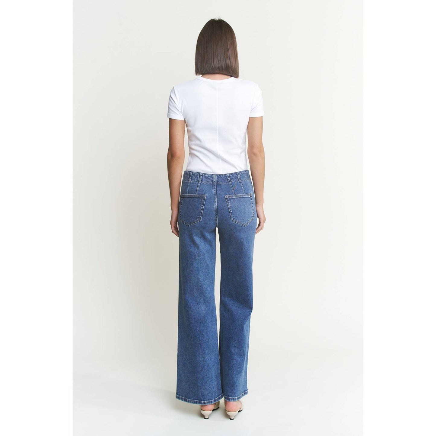 Mica Denim - SUPER HIGH RISE WIDE LEG WITH DBL BTN