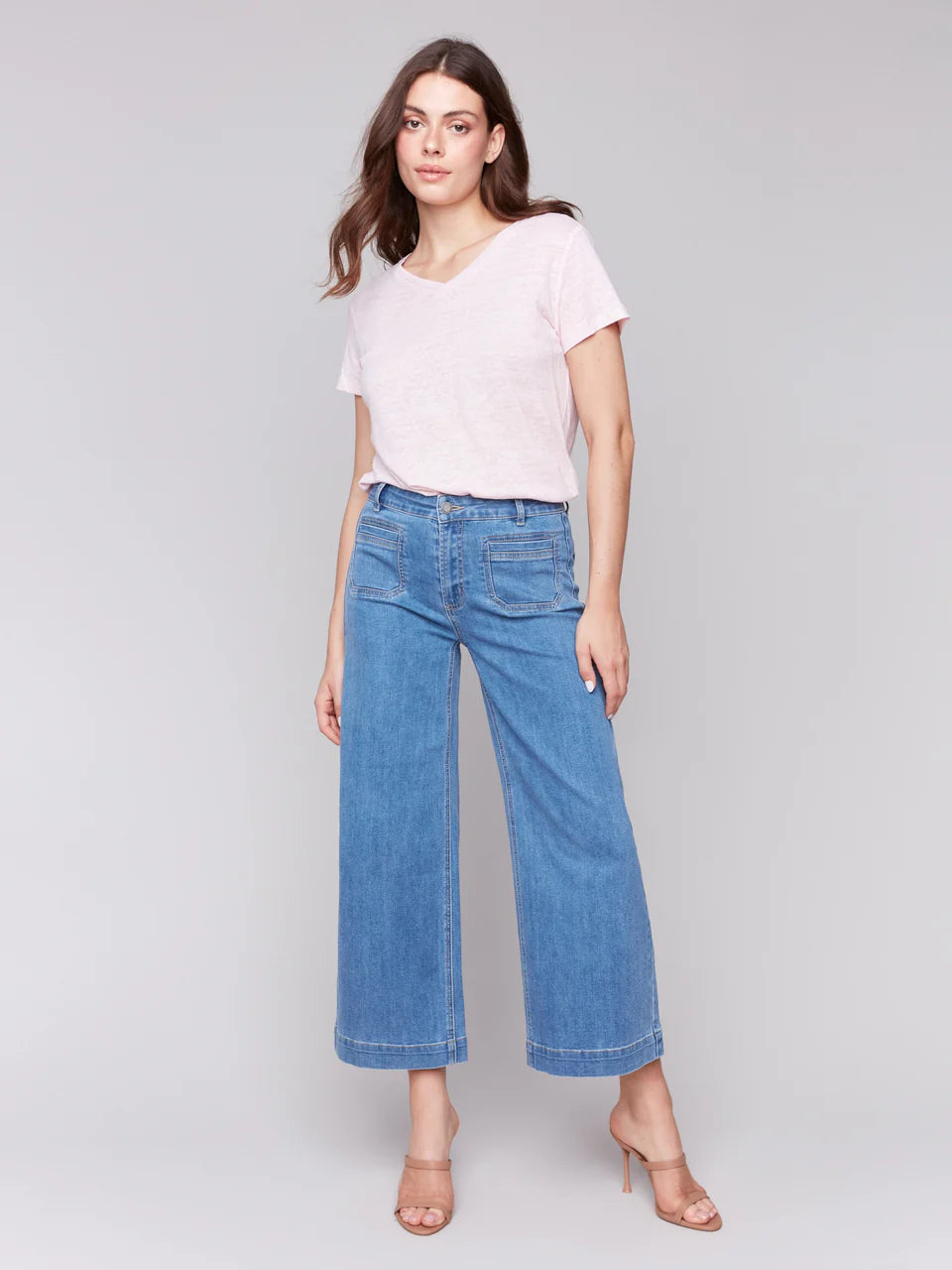 Patch Pocket Flare Jeans- Blue Jean