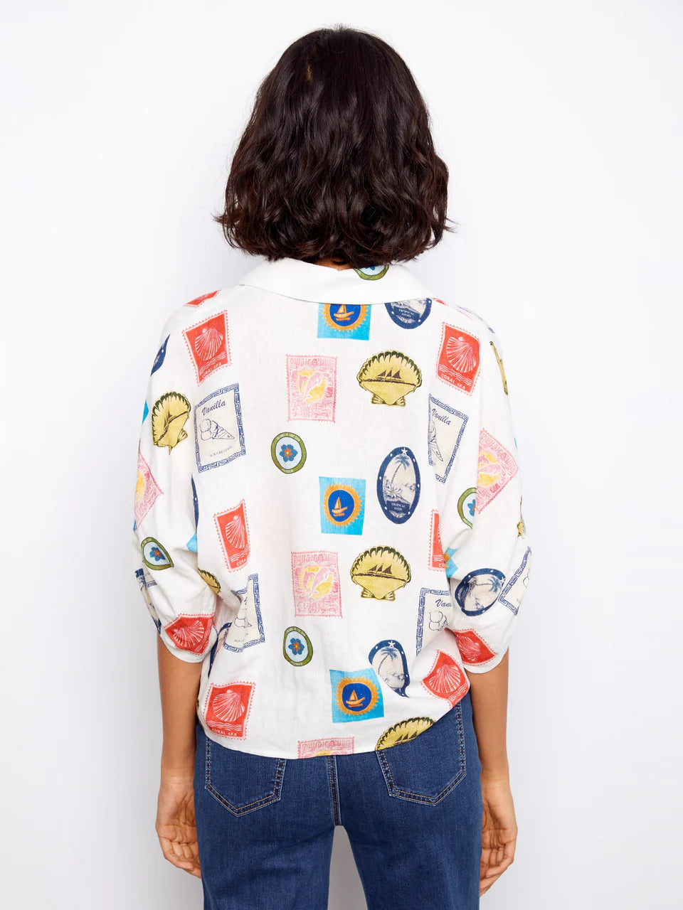 Postcard Tie Blouse