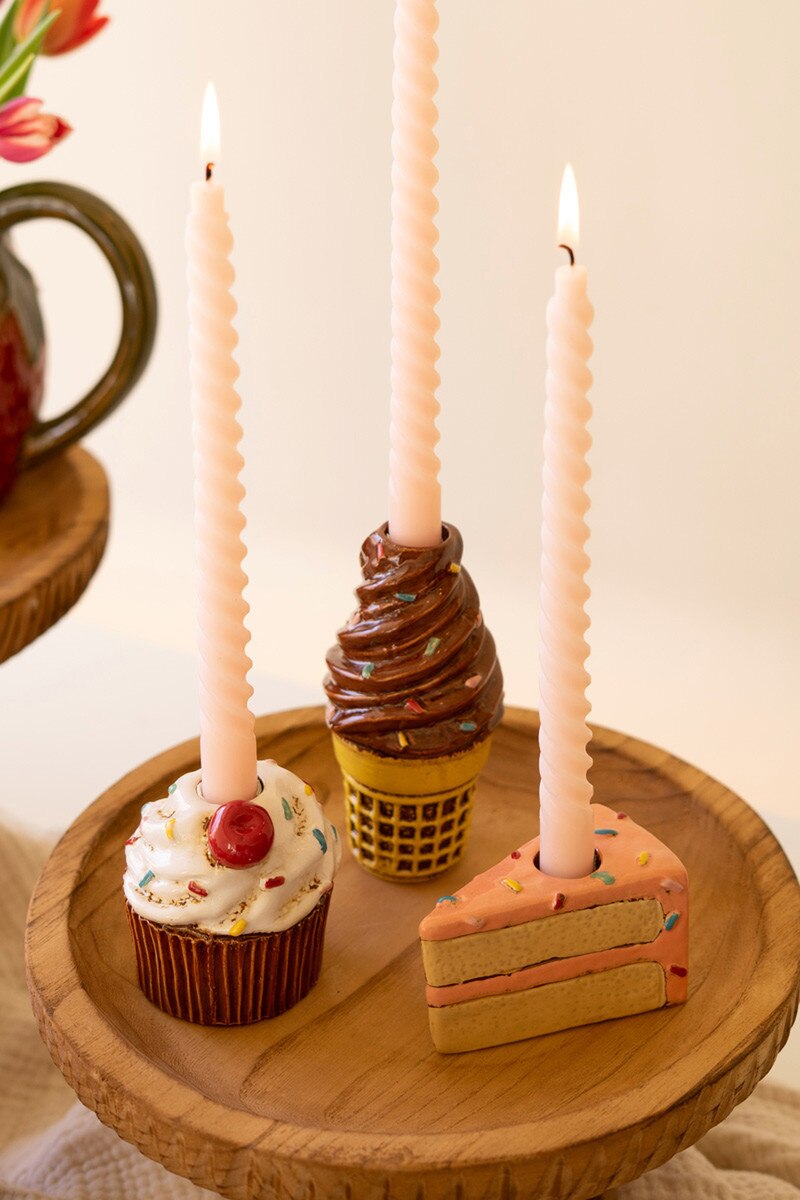 Dessert Ceramic Taper Candle Holders Set