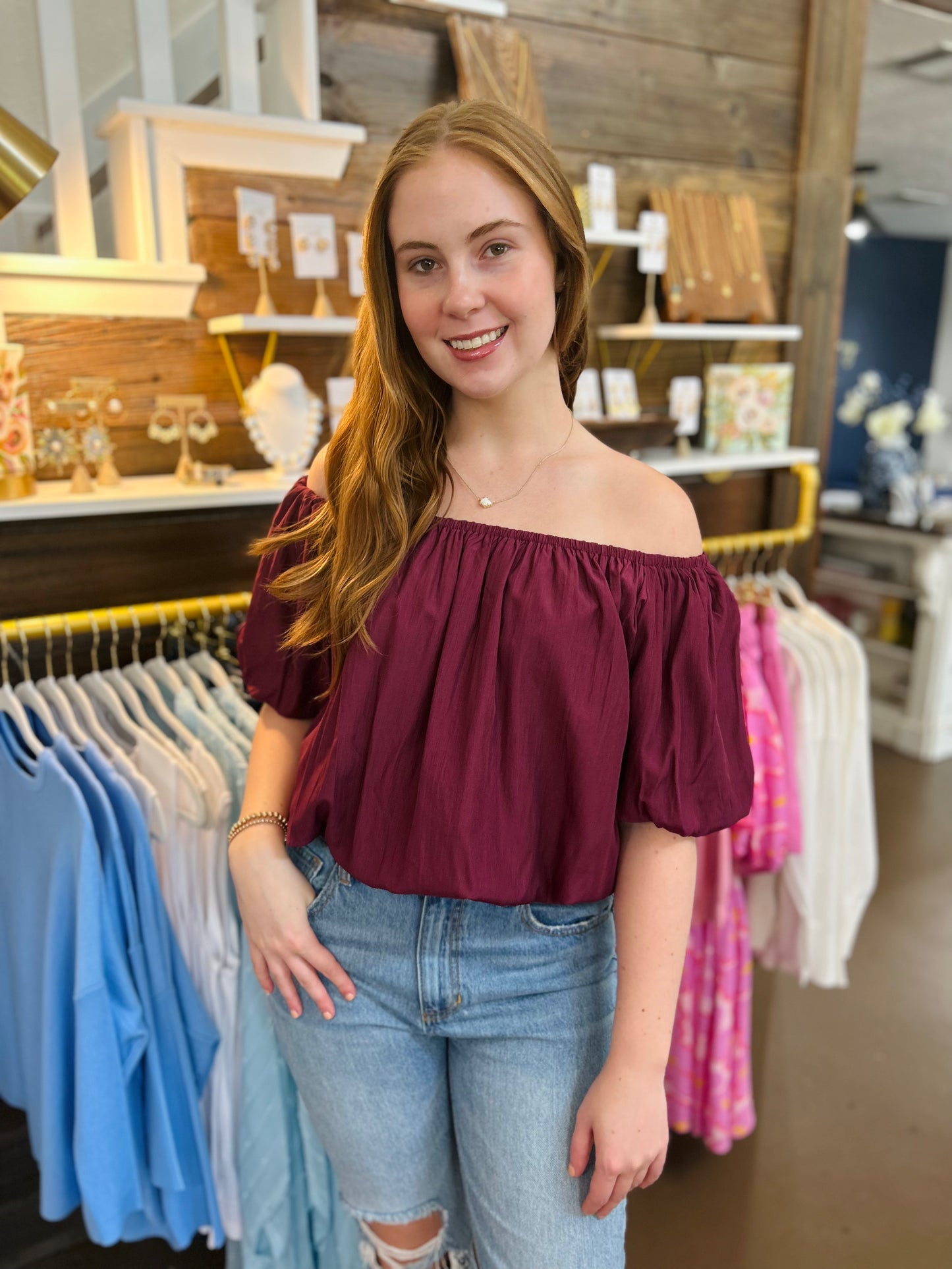 Maroon Bubble Top