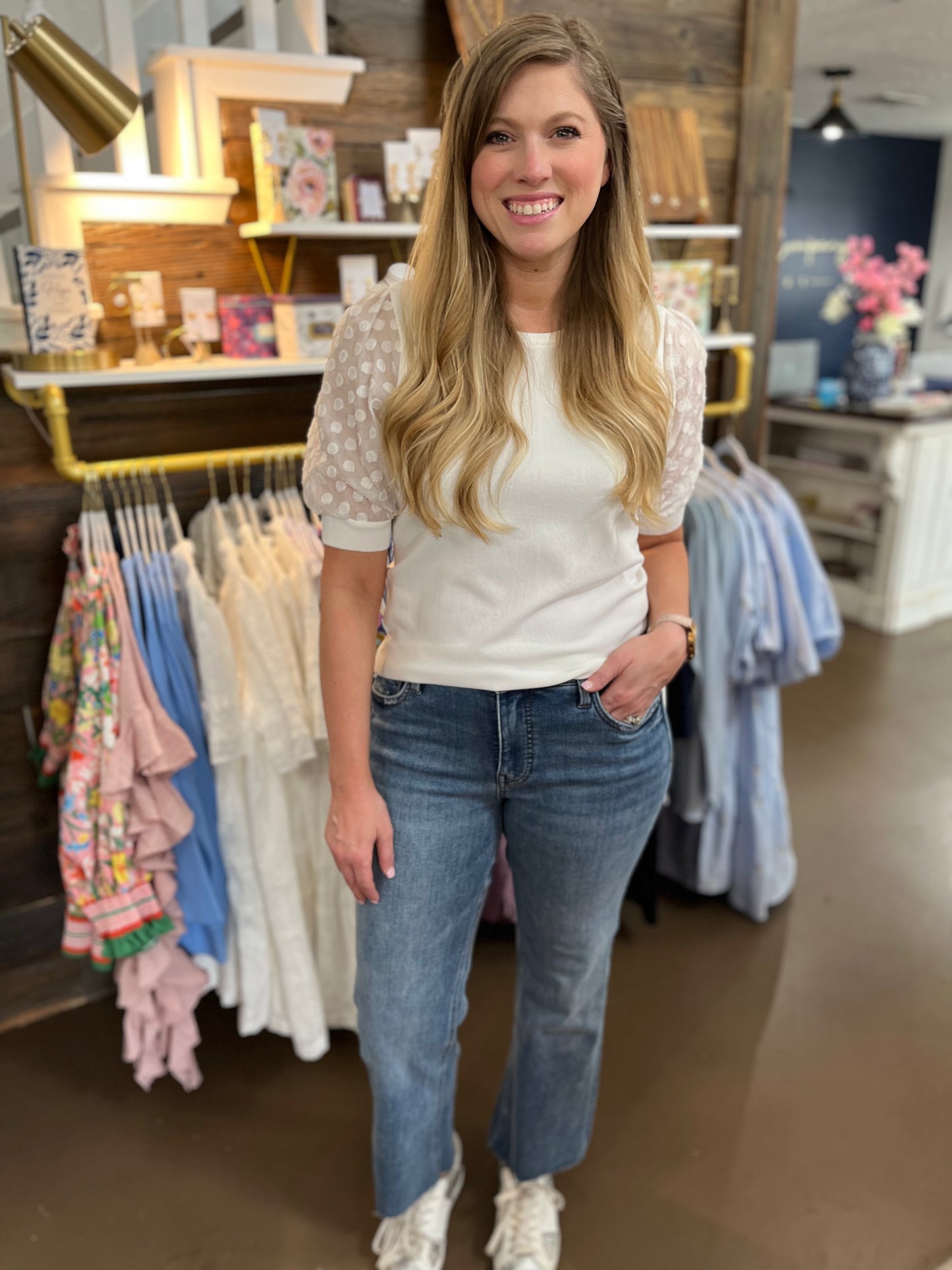 Dottie White Knit Top