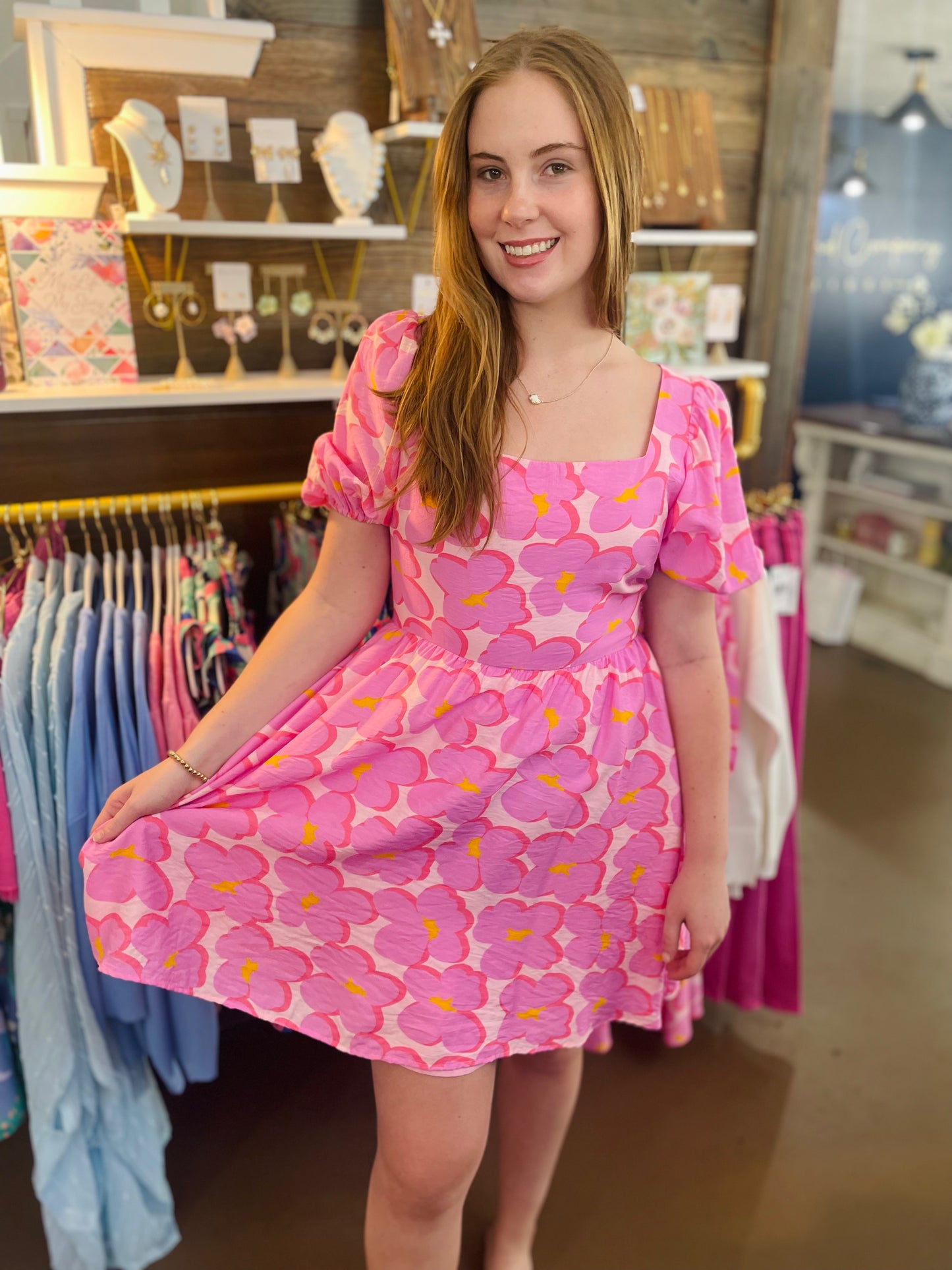 Flora Pink Babydoll Dress