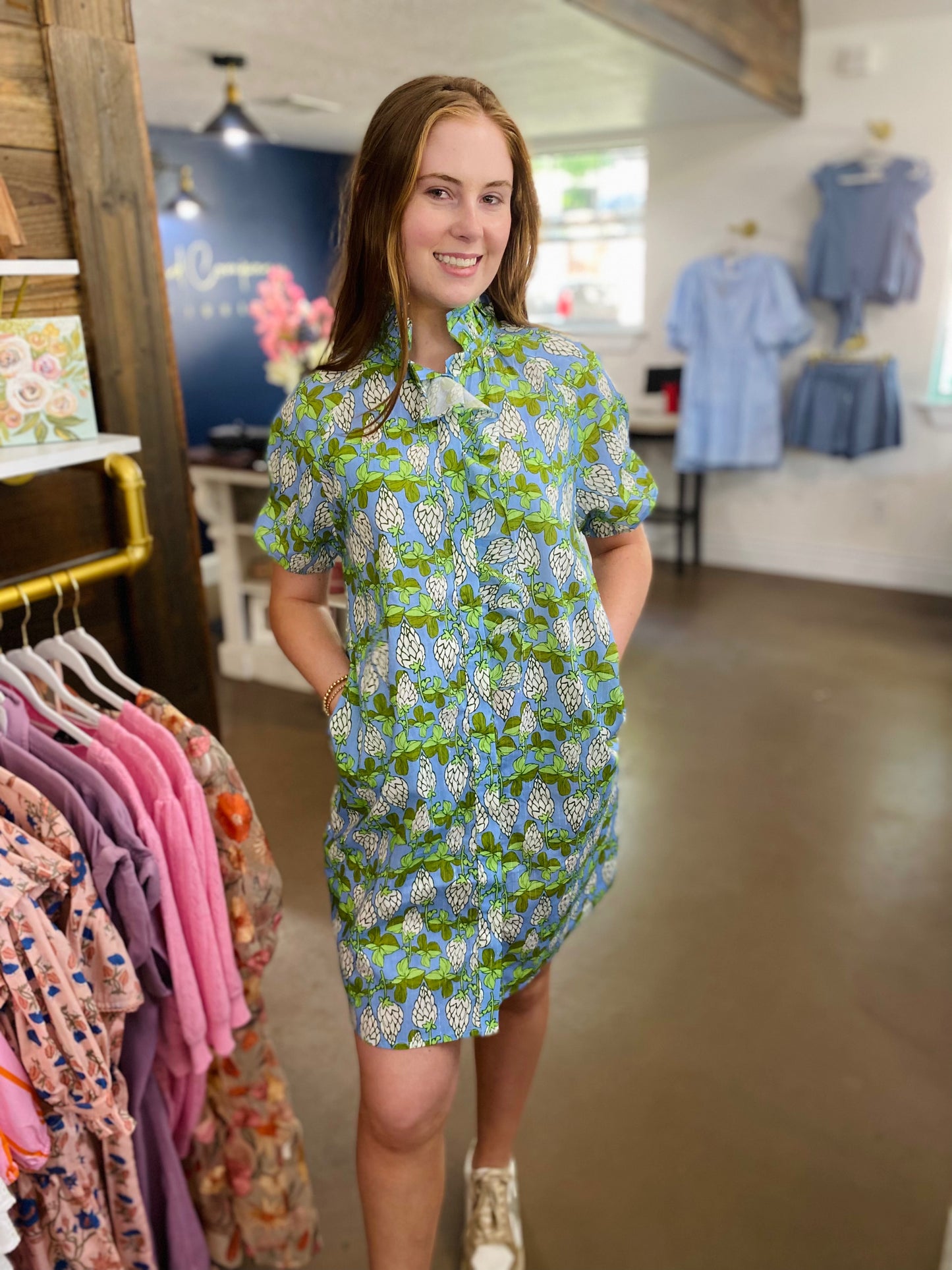 Allie Beth Blue Ruffle Dress
