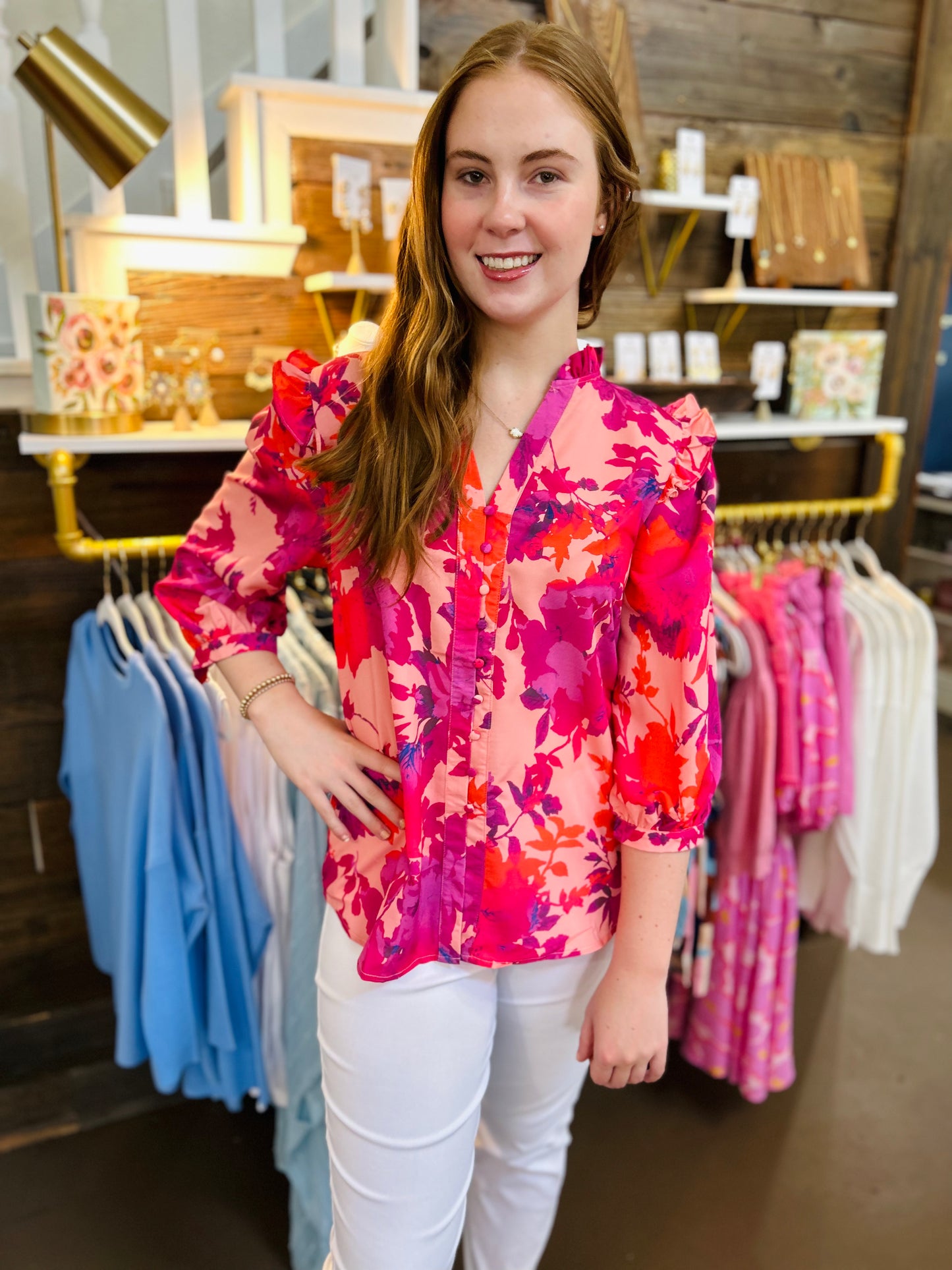 Fuchsia Floral Blouse