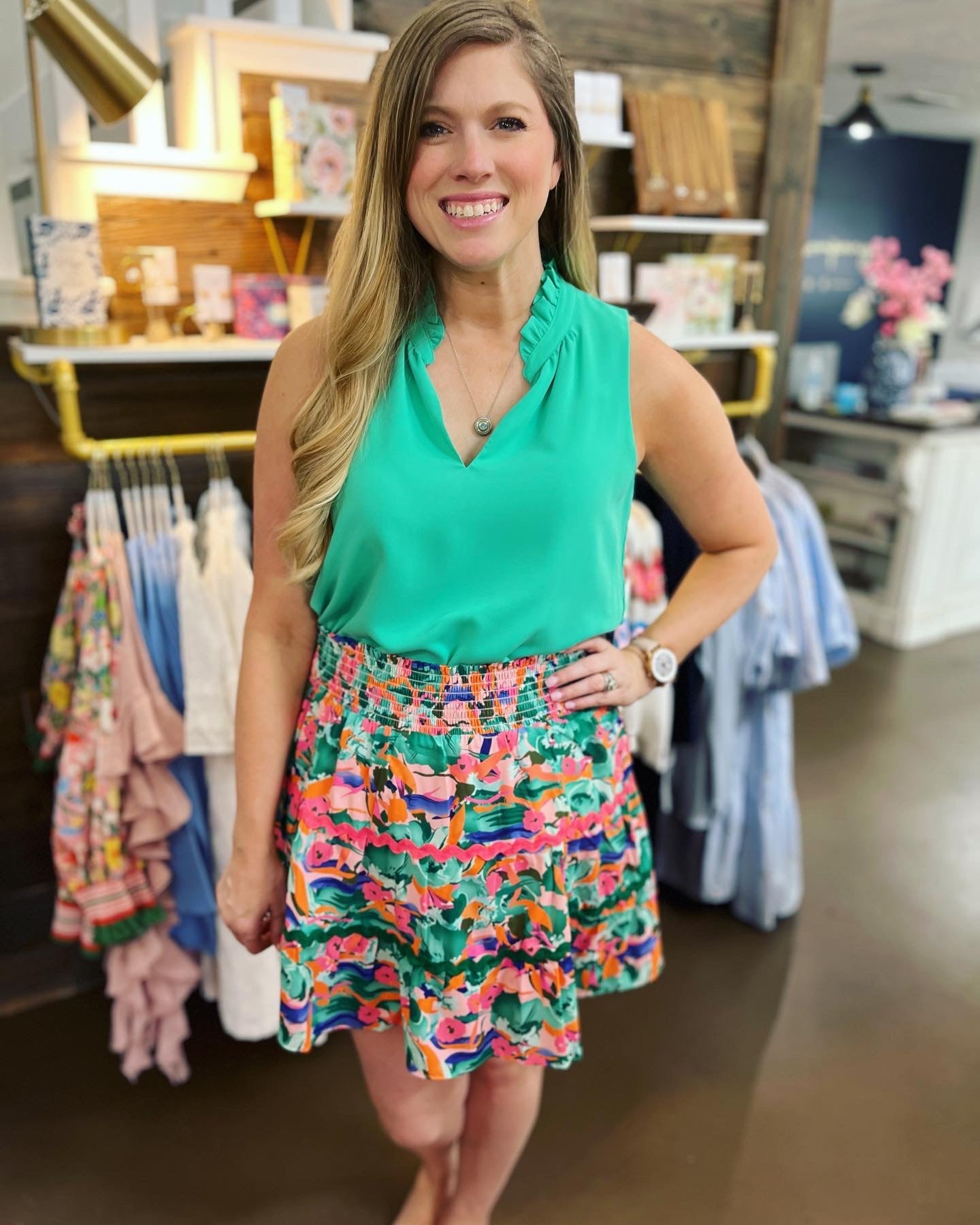 Janie Green Ruffle Top by Jade