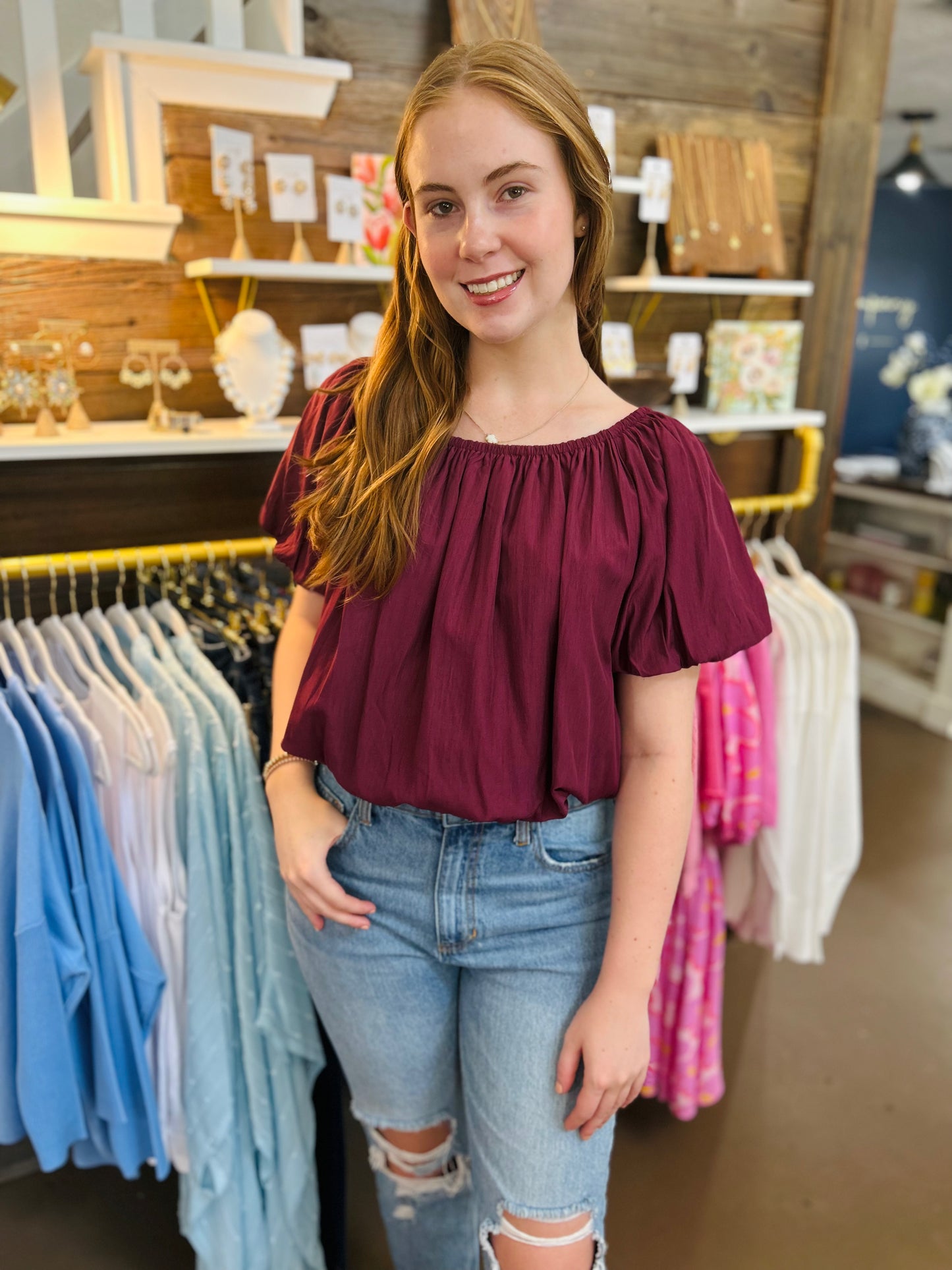 Maroon Bubble Top