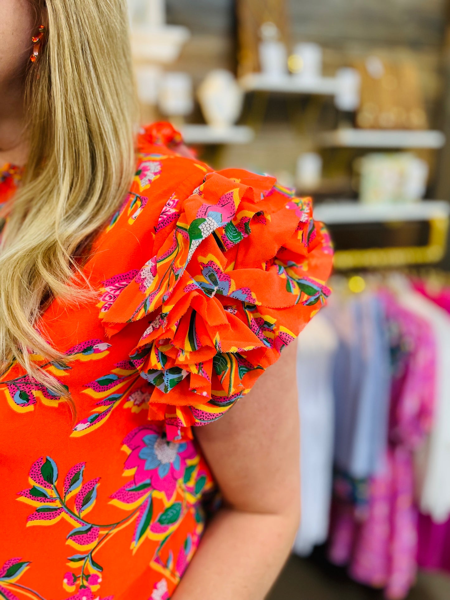 Papaya Floral Blouse