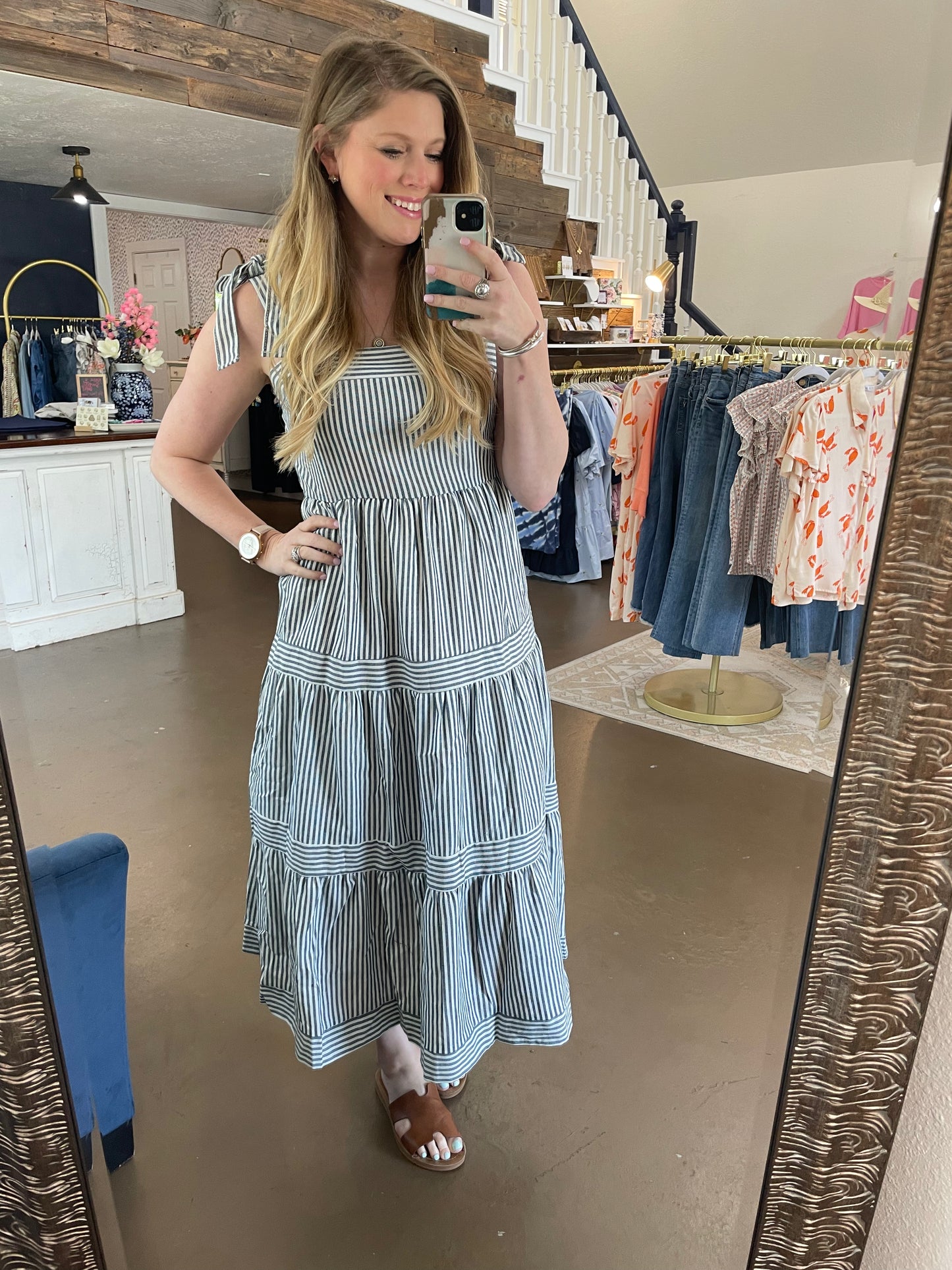 Ribbon Tie Midi Dress