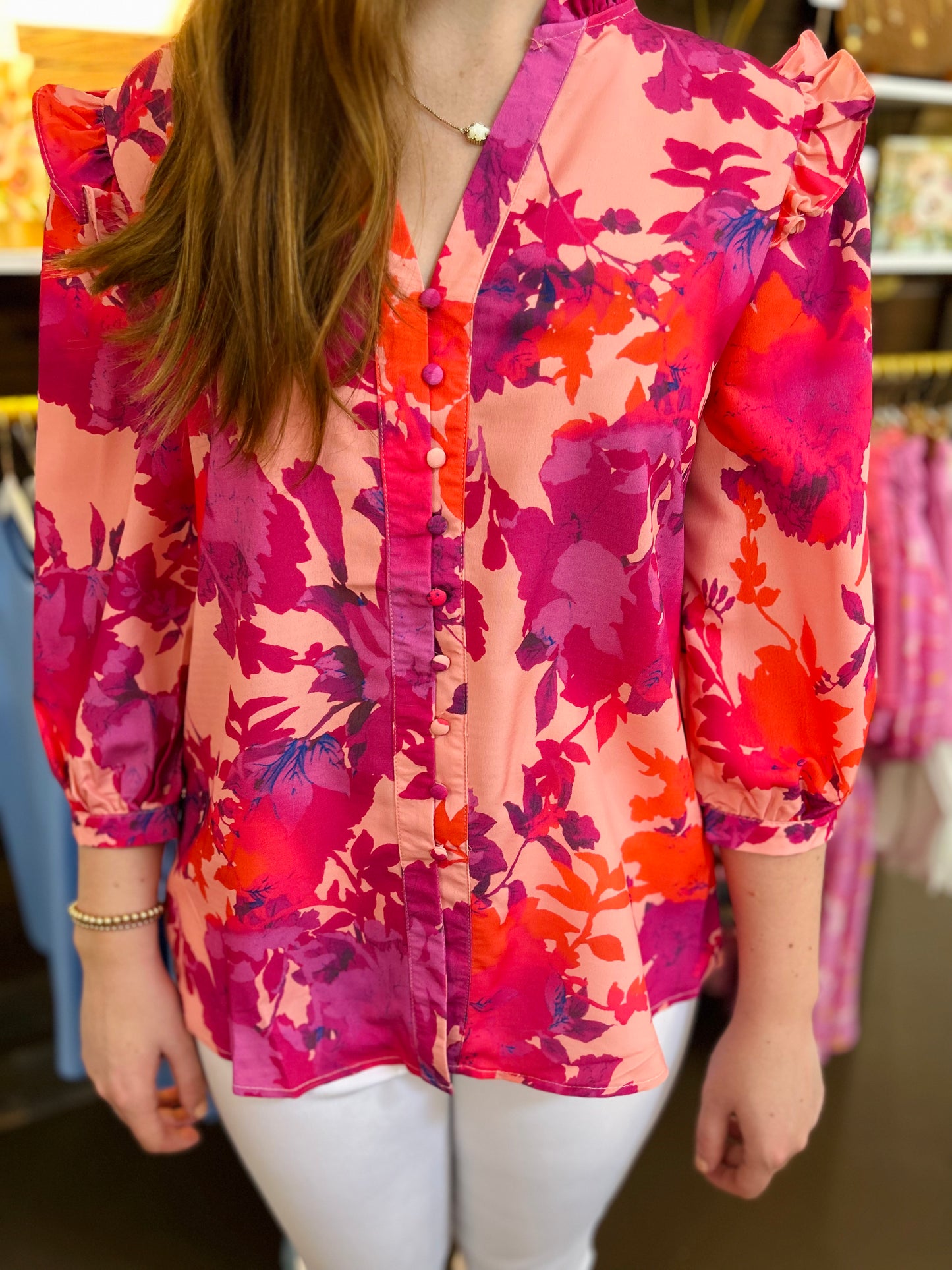 Fuchsia Floral Blouse