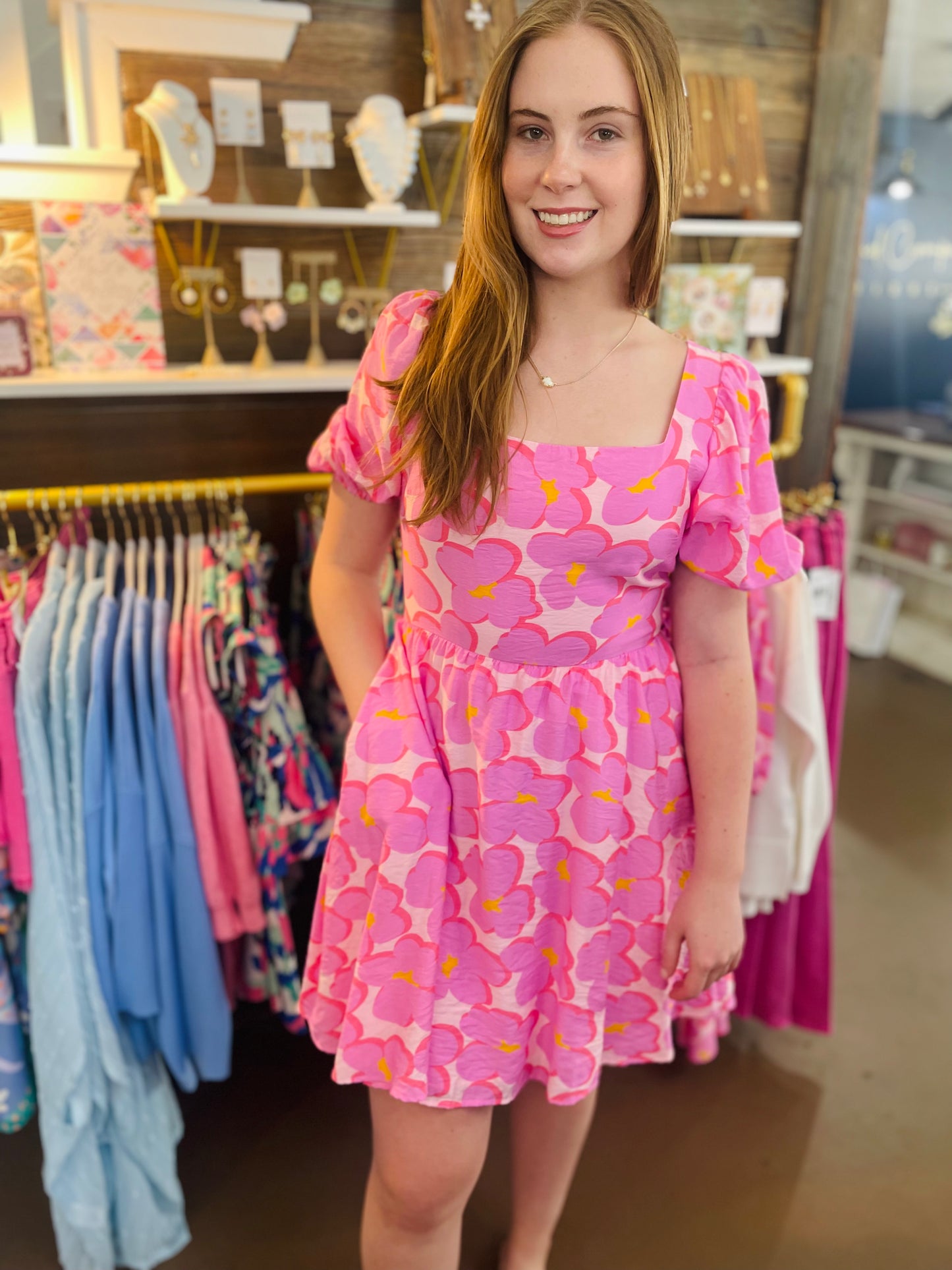 Flora Pink Babydoll Dress