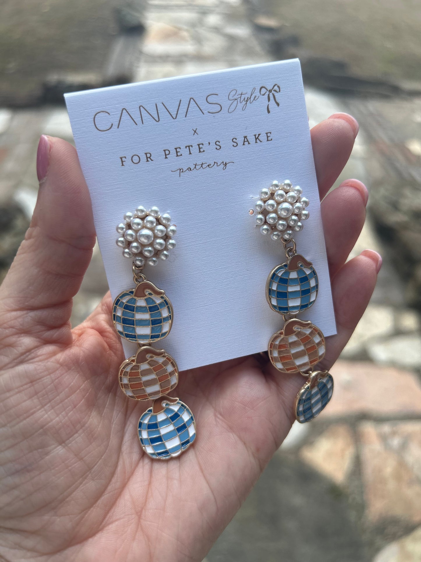 Triple Gingham Pumpkin Earrings