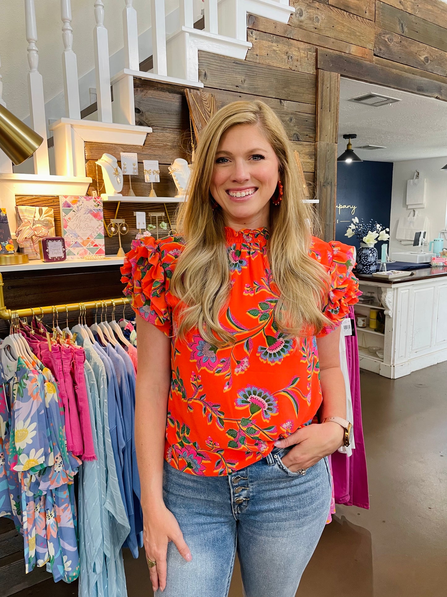 Papaya Floral Blouse