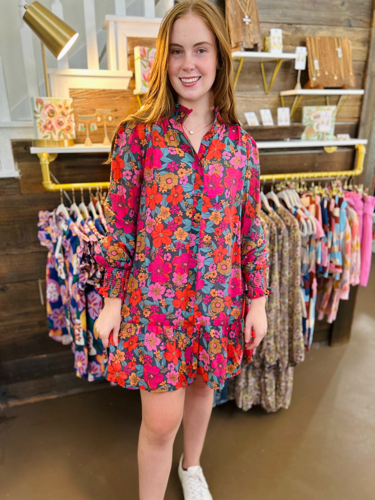 Floral Fuchsia Tie Dress