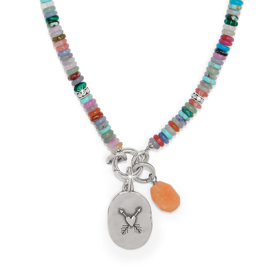 Token Charm Mix Gemstone Necklace
