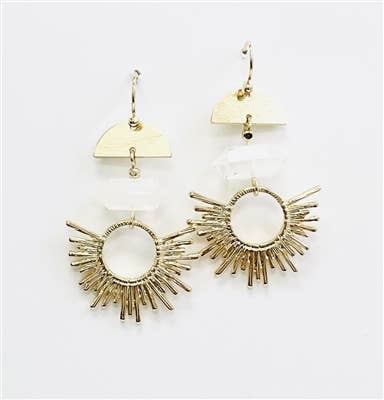 What's Hot - Natural Stone and Sunburst 2" Earring