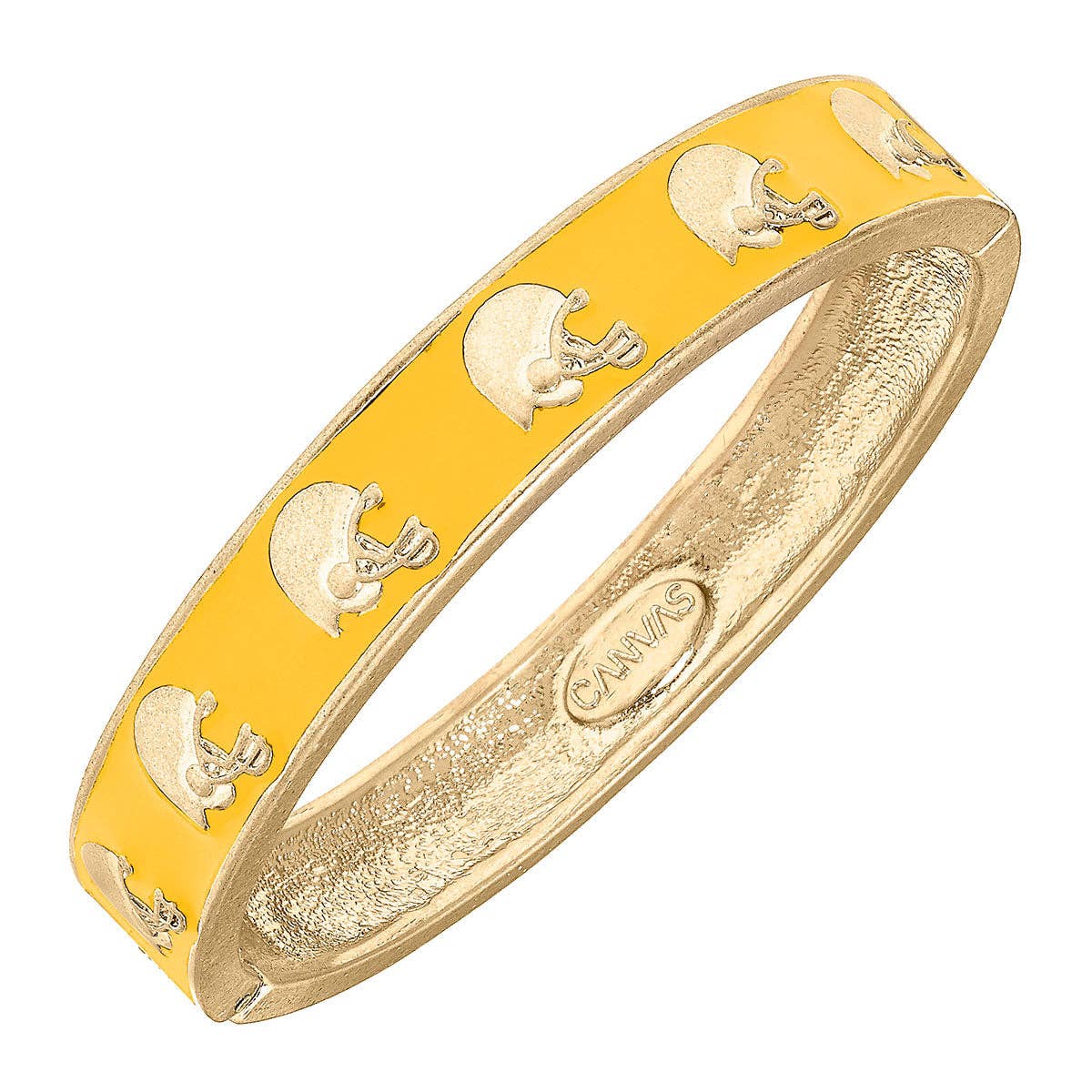 CANVAS Style - Game Day Enamel Football Helmet Hinge Bangle in Yellow