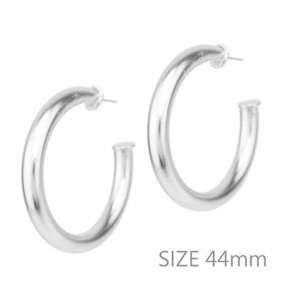 Satin Silver 1.75" Stud Hoop Earring