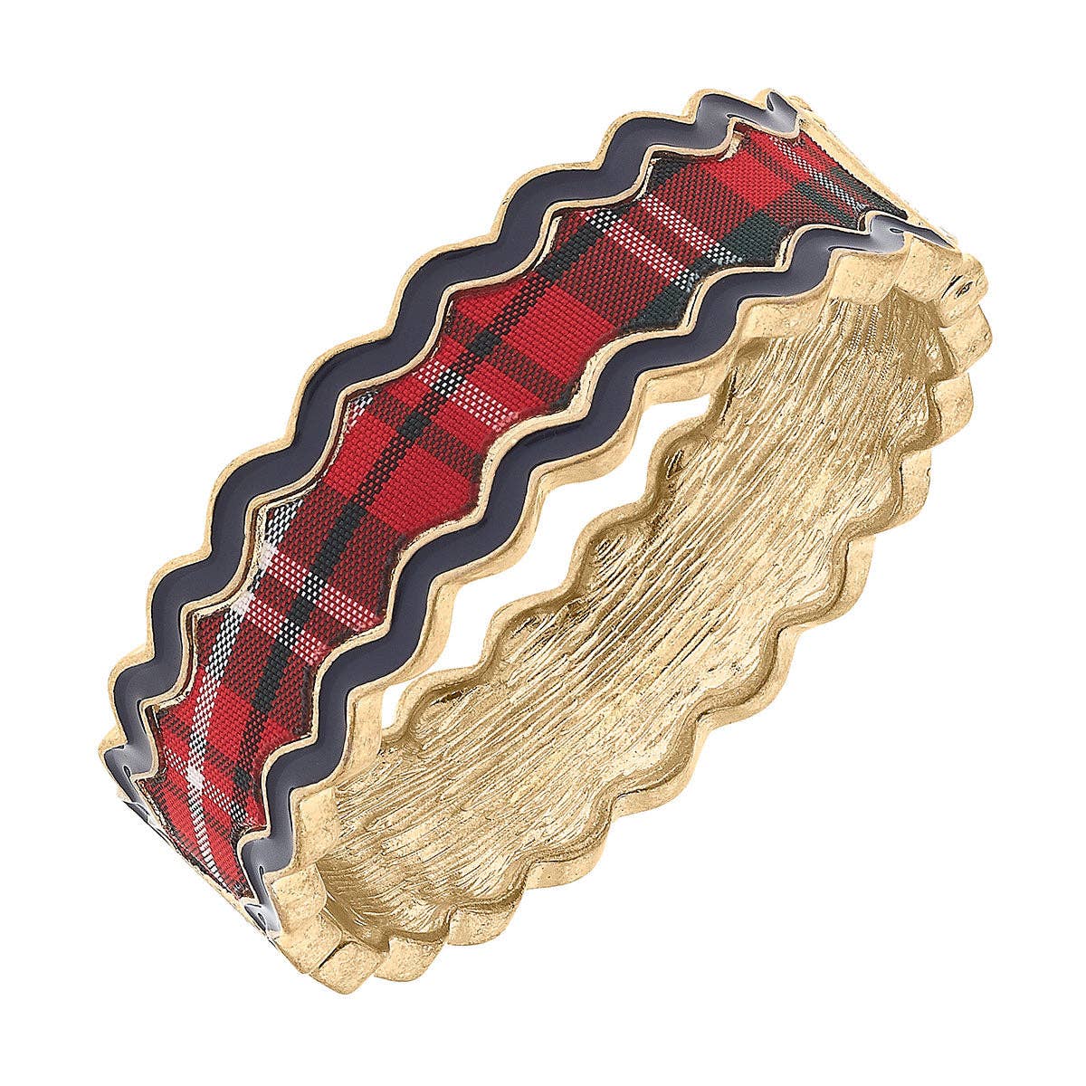 Annalise Tartan Statement Bangle in Red