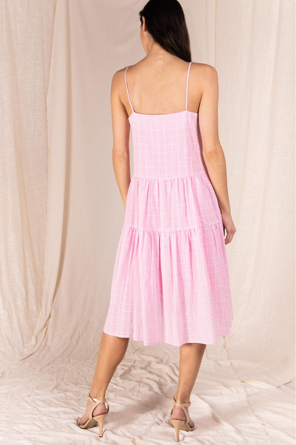 Gingham Pink Midi Dress