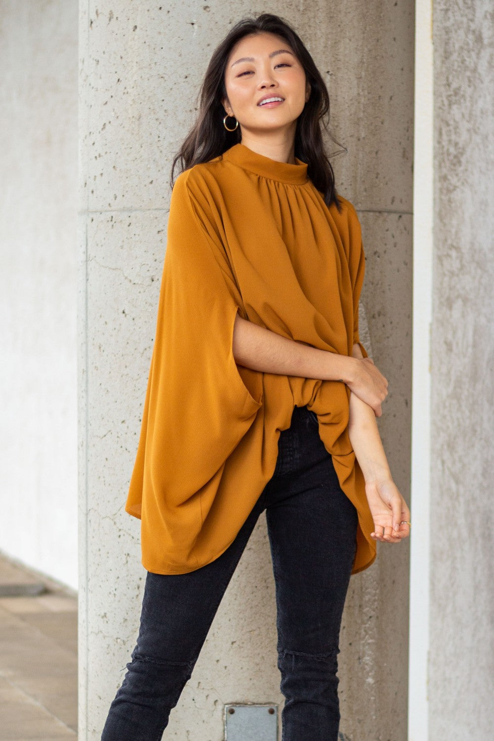 Cognac Flowy Blouse - 1 Large Left!