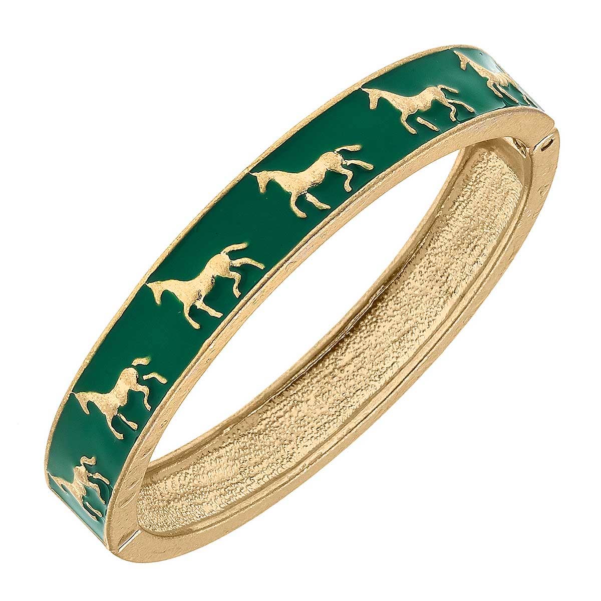 CANVAS Style - Virginia Enamel Equestrian Hinge Bangle in Green