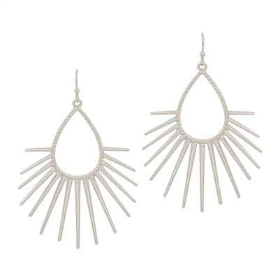 What's Hot - Matte Silver Spiked Teardrop 2" Earring