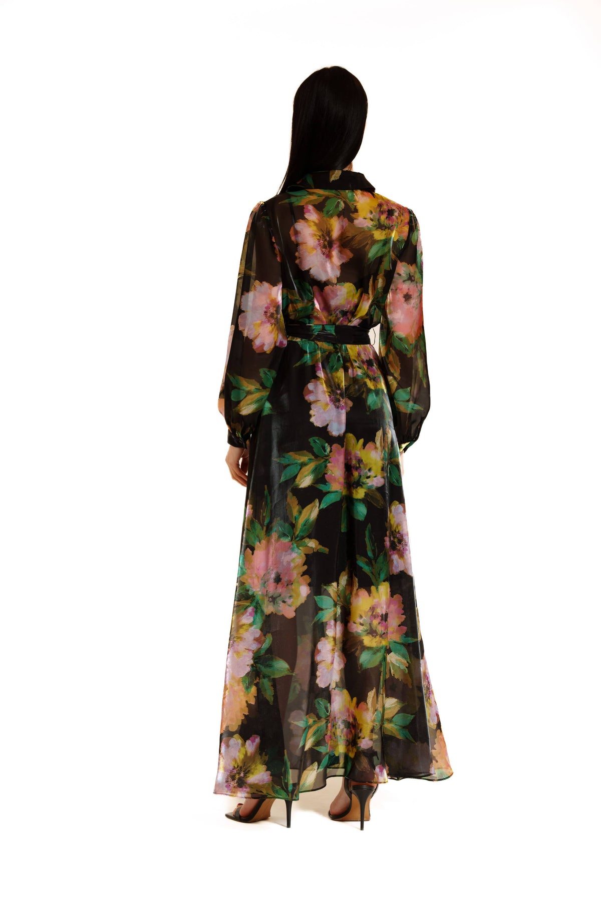 Julia Jordan - L/S SHIRTDRESS GOWN W SELF SASH