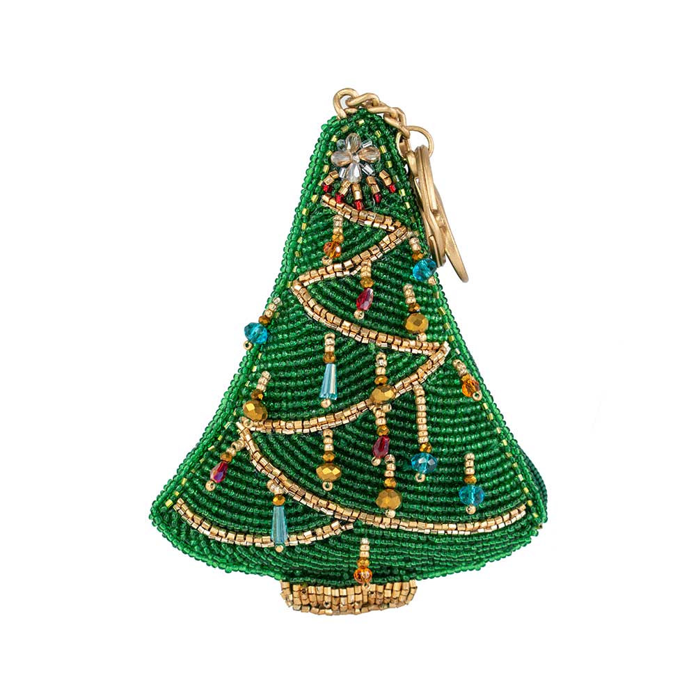 Mary Frances Accessories - Festive Fir Beaded Christmas Tree Coin Purse