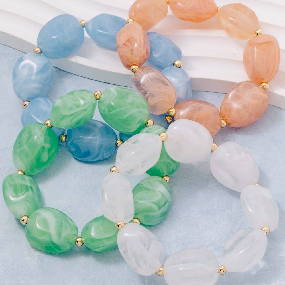 Chunky Marble Resin Beaded Bracelet