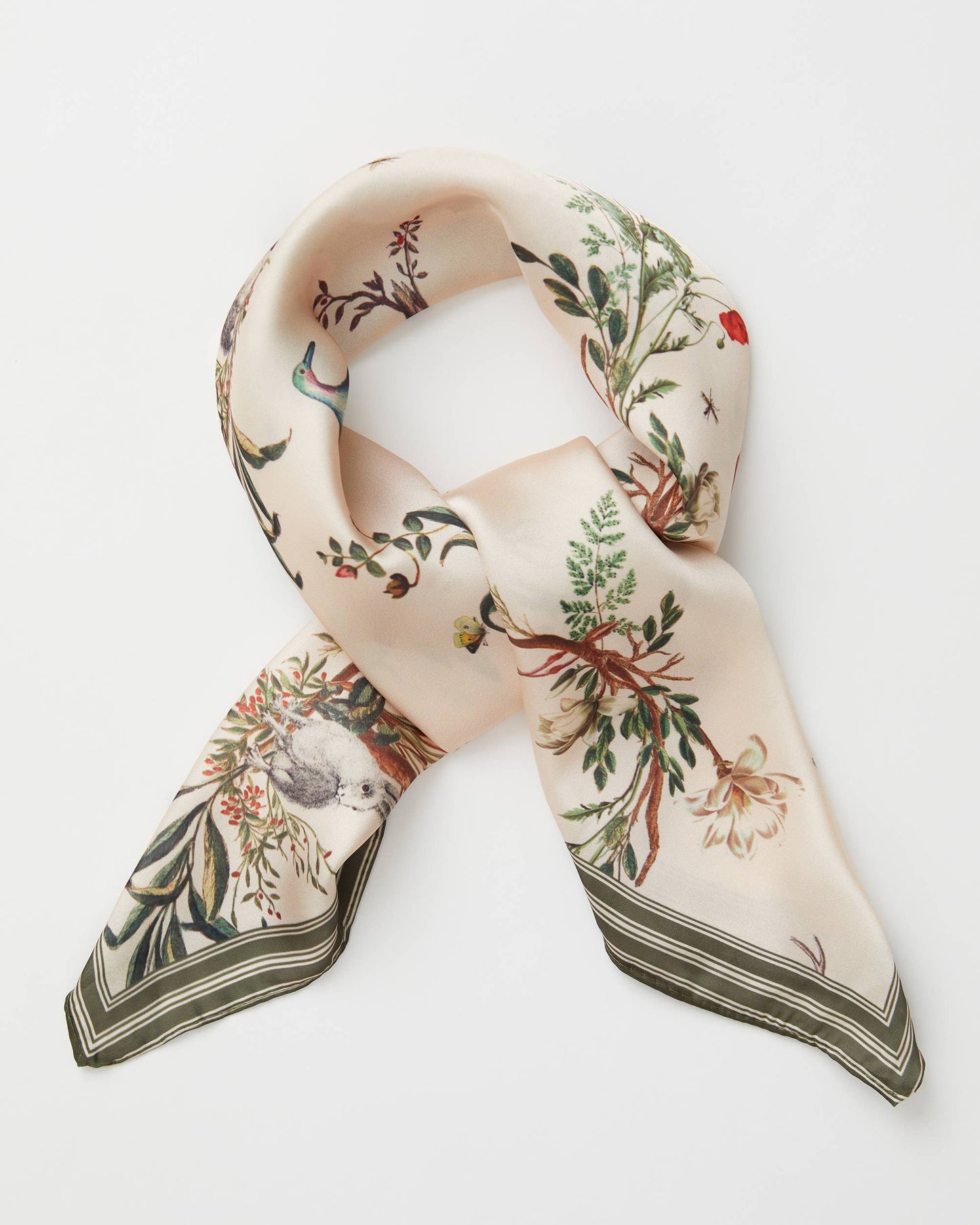 Fable England - FABLE Toile de Jouy Olive Green Square Scarf