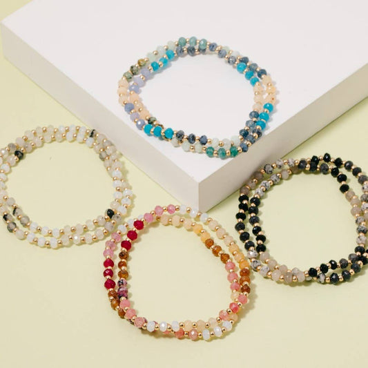 The Looks by Fame Accessories - Semi Precious Faceted Stone Beaded Bracelet