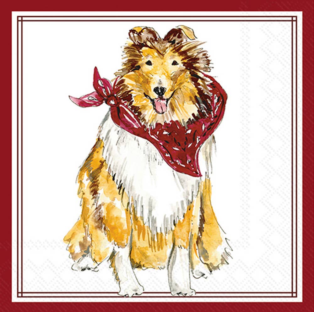 Boston International - Paper Cocktail Napkins 20 Ct Maroon Collie Hometown Pride