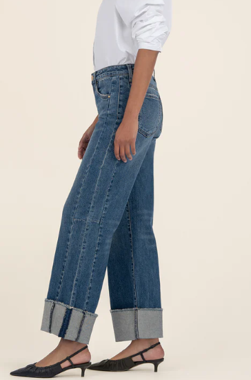 High Rise Meg Fab Ab Wide Leg Large Cuff Jeans