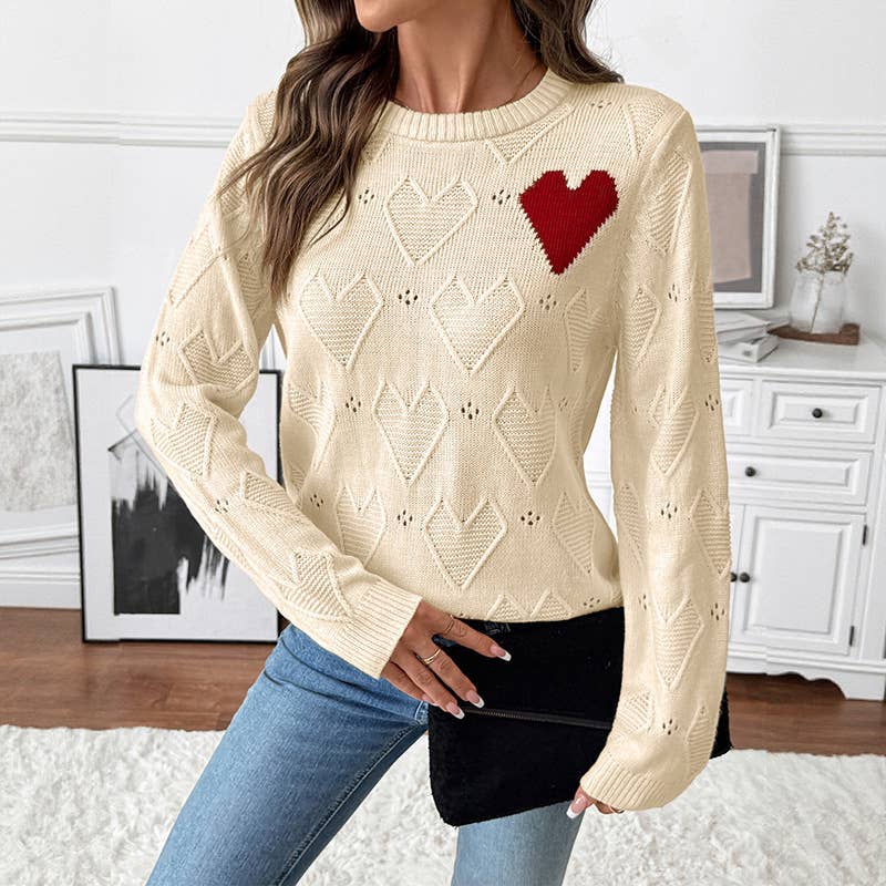 Heart Knit Crewneck Sweater