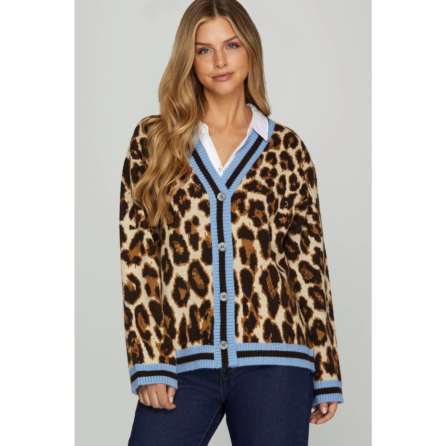 STYLE USA - LEOPARD SWEATER CARDIGAN
