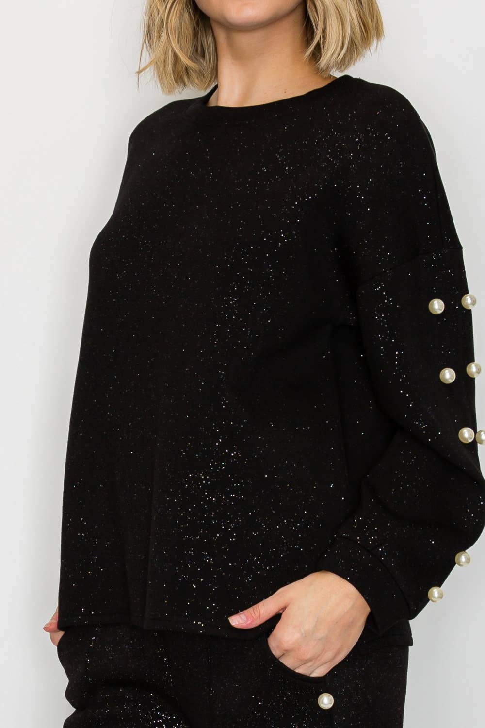 Katri French Scuba Pearl Top W/ Glitter